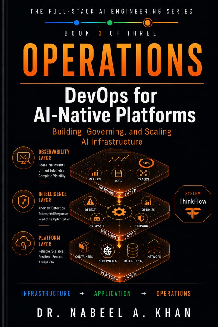 Cover of DevOps for AI-Native Platforms, Book 3 of the Full-Stack AI Engineering Series, by Dr. Nabeel A. Khan